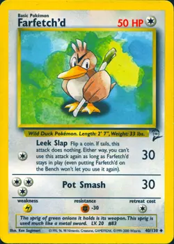 FARFETCH'D 40/130 UNCOMMON BASE SET 2 POKEMON MP - Image 1