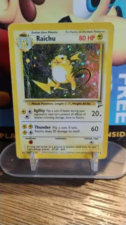 RAICHU Base Set 2 POKEMON Holo Foil 2000 Stage 1 Trading Card 16/130 HP - Image 1