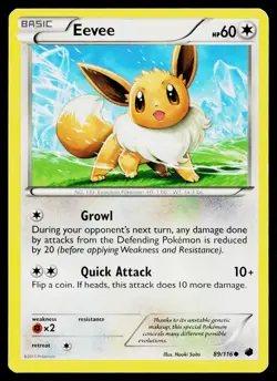 Eevee 89/116 Common Plasma Freeze Pokemon Lightly Played - Image 1