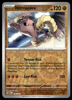 Hitmonlee 106/165 Uncommon 151 Pokemon Reverse Holo Lightly Played - Image 1