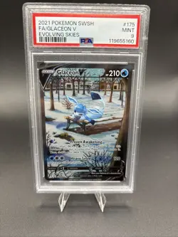 Pokemon Tcg Glaceon v Alternate Full Art Holo Card 175/203 Evolving Skies PSA 9 - Image 1