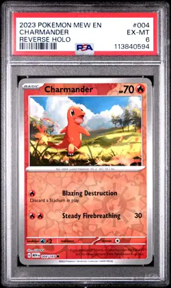 2023 POKEMON MEW EN-151 REVERSE HOLO #004 CHARMANDER PSA 6 - Image 1