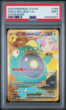PSA 9 Ionos Bellibolt EX 188/159 Gold Hyper Rare Pokemon Card Journey Together - Image 1