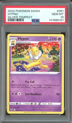 Pokemon TCG SWSH Silver Tempest #061 Hypno PSA 10 Shinji Kanda Low Pop - Image 1