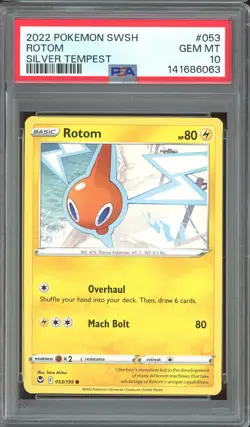 Pokemon TCG SWSH Silver Tempest #053 Rotom PSA 10 Low Pop - Image 1