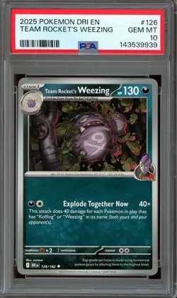 Pokemon Scarlet & Violet Destined Rivals #126 Team Rocket's Weezing PSA 10 - Image 1