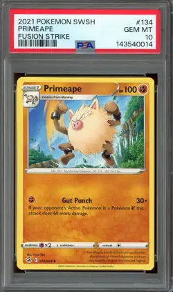 Pokemon Sword & Shield Fusion Strike #134 Primeape PSA 10 Gem Mint Yuya Oko - Image 1