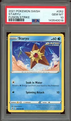 Pokemon Sword & Shield Fusion Strike #052 Staryu PSA 10 Gem Mint - Image 1