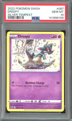 Pokemon TCG SWSH Silver Tempest #087 Dreepy PSA 10 Low Pop Tomokazu Komiya - Image 1