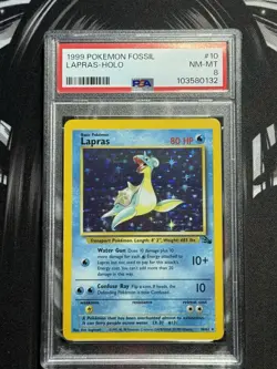 1999 Pokemon Lapras #10/62 PSA 8 FOSSIL HOLO - Image 1