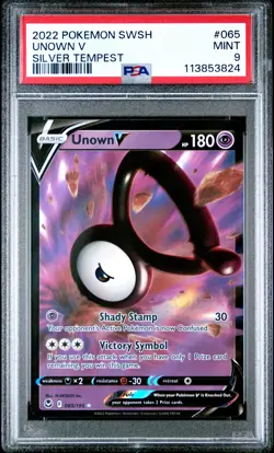 2022 POKEMON SWORD & SHIELD SILVER TEMPEST #065 UNOWN V PSA 9 - Image 1