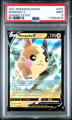 2021 POKEMON SWORD & SHIELD SHINING FATES #037 MORPEKO V PSA 9 - Image 1