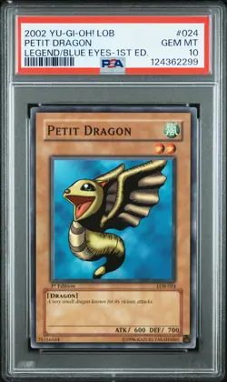2002 YU-GI-OH! LOB-LEGEND OF BLUE EYES WHITE DRAGON 1ST ED PETIT DRAGON PSA 10 - Image 1
