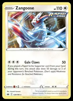 2021 Chilling Reign Set Pokemon Card 120 Zangoose NM - Image 1