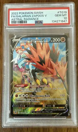 2022 POKEMON SWORD & SHIELD ASTRAL RADIANCE FULL ART/GALARIAN ZAPDOS V PSA 10 - Image 1