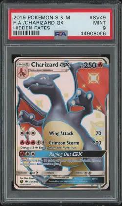 2019 POKEMON SUN & MOON HIDDEN FATES #SV49 FA/CHARIZARD GX HIDDEN FATES - Image 1
