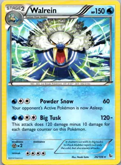 Pokemon TCG Walrein 26/106 Flashfire MP - Image 1
