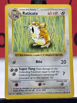Raticate 40/102 Shadowless Base Set Pokemon Card MP - Image 3