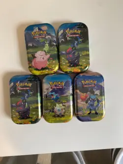 Pokemon TCG Ascended Heroes Mini Tins x5 Sealed Bundle – Mixed Art Designs - Image 1