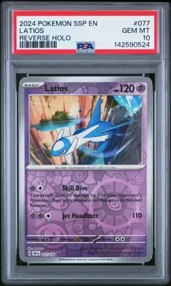 2024 POKEMON SSP EN-SURGING SPARKS REVERSE HOLO #077 LATIOS PSA 10 - Image 1