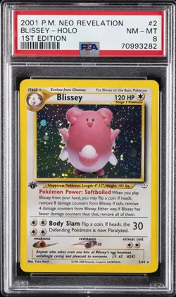 2001 POKEMON NEO REVELATION 1ST ED #2 BLISSEY-HOLO PSA 8 - Image 1