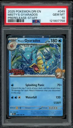 Pokemon PSA 10 Misty's Gyarados 049/182 Destined Rivals STAFF Prerelease Promo - Image 1
