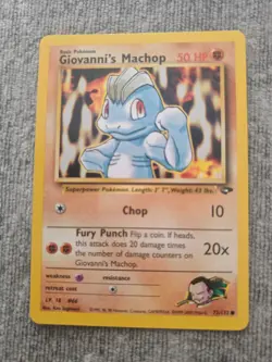 Giovanni's Machop 72/132 Pokemon Gym Challenge Trading Card - LP WOTC Rare TCG - Image 1