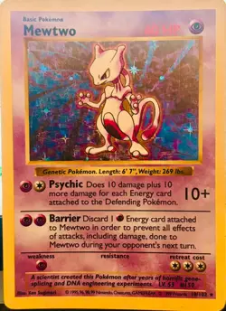Mewtwo 10/102 Base Set Holo Rare Pokemon Card 1999 WOTC – Vintage – LP - Image 1