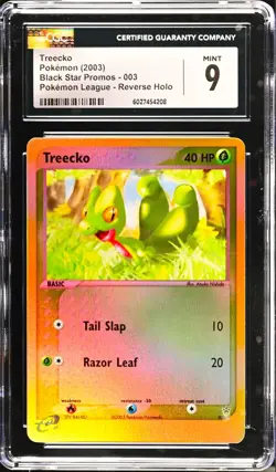 CGC 9 Treecko Reverse Holo Black Star Promo 003 Pokemon League Card 2003 PSA - Image 1