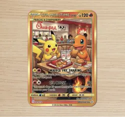 PIKACHU ChickFilA Charmander Trading Card Glossy Front Only 50 Printed - Image 1