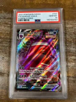 POKEMON 2021 Fusion Strike Full Art GENGAR Vmax #157 PSA 10 Gem Mint RARE - Image 1