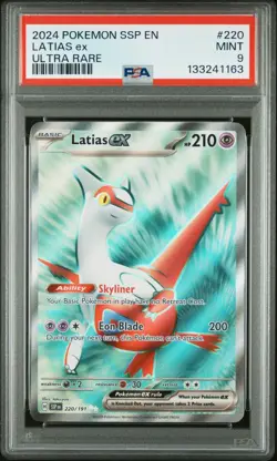 2024 Pokemon SSP En-Surging Sparks Ultra Rare Latias EX 220 PSA 9 MINT - Image 1