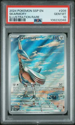 Pokemon TCG 2024 Skarmory 209/191 Surging Sparks IR Gem Mint PSA 10 - Image 1