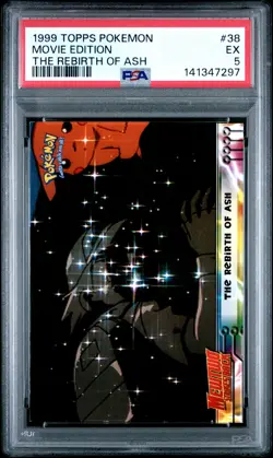 1999 TOPPS POKEMON THE MOVIE EDT THE REBIRTH OF ASH #38 MOVIE EDITION PSA 5 - Image 1