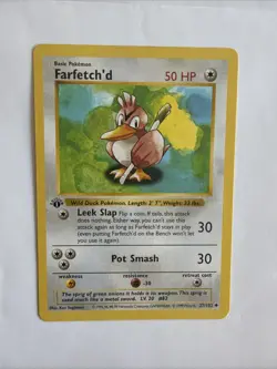 Pokemon Farfetch'd 1st Edition Uncommon Base Set Shadowless 027/102 50 - Image 1