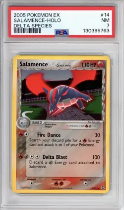 PSA 7 Salamence Pokemon Vintage Delta Species Holo #14 - Image 1
