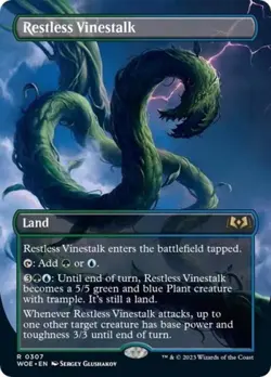Restless Vinestalk (Borderless) -Foil Light Play MTG Wilds of Eldraine - Image 1