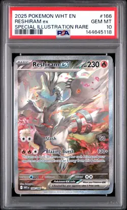 2025 POKEMON WHT EN-WHITE FLARE SPECIAL ILLUSTRATION RARE RESHIRAM EX PSA 10 - Image 1