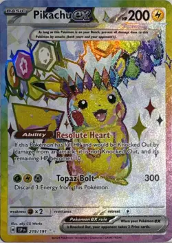 Pikachu ex 219/191 Ultra Rare Surging Sparks Pokemon Near Mint - Image 1