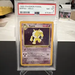 HYPNO 1999 Pokemon Fossil Holo 8/62 - PSA 8 - Image 1
