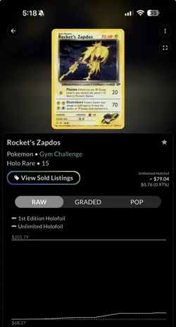 Pokemon Rocket's Zapdos Gym Challenge Holo Rare Card English Unlimited - Image 2