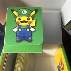 Pokemon Luigi Pikachu Pokemon Center Deck Box, Sleeves and Empty Box. (No Cards) - Image 5