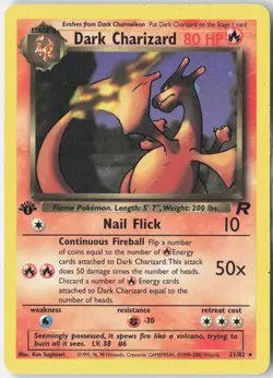 FIRST EDITION Dark Charizard (21) Team Rocket 21/82 Pokemon Card Non Holo - Image 1