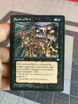 Vintage 1995 MTG Ice Age Spoils Of Evil Card - Image 1