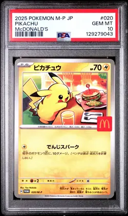 2025 POKEMON JAPANESE M-P PROMO MCDONALD'S #020 PIKACHU PSA 10 - Image 1