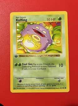 1999 Pokemon Base Set Koffing 1st Edition Shadowless 51/102 NM English - Image 1