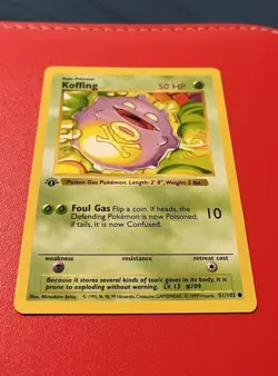 1999 Pokemon Base Set Koffing 1st Edition Shadowless 51/102 NM English - Image 4