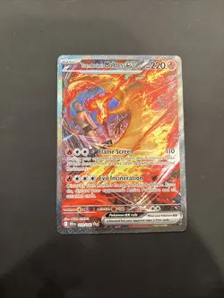 2025 Pokemon DESTINED RIVALS TEAM ROCKET MOLTRES EX FULL ART SIR HOLO 229/182 NM - Image 2