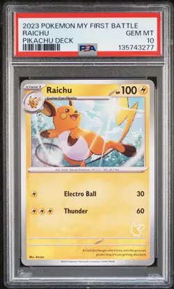 2023 POKEMON MY FIRST BATTLE-PIKACHU DECK RAICHU PSA 10 - Image 1