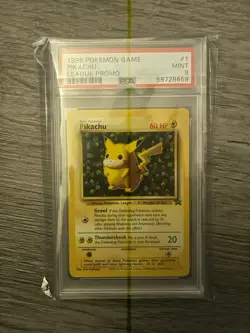 1999 Pokemon Game Pikachu League Black Star Promo #1 PSA 9 MINT - Image 1
